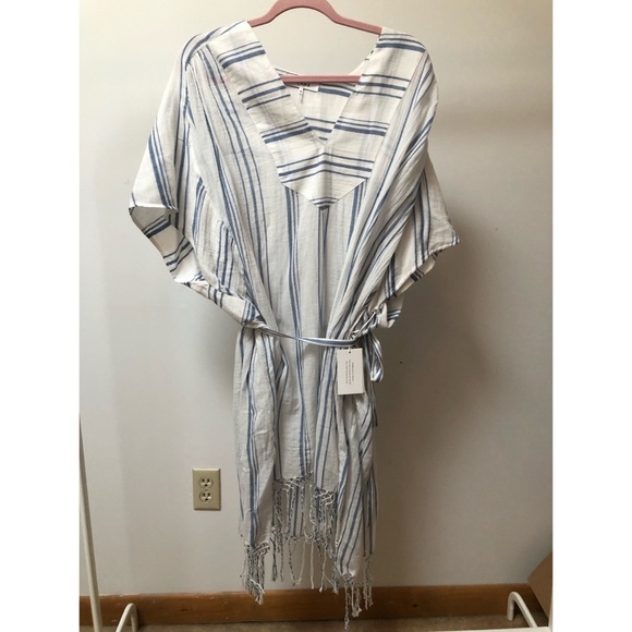 Frame | NWT Fringe Hem Stripe Cover Up Caftan Dress Size OS - Picture 3 of 8